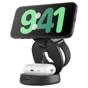 벨킨 3in1 Qi2 15W 컨버터블 마그네틱 무선 고속 충전 스탠드 초소형 각도 조절 지원 WIZ034kr