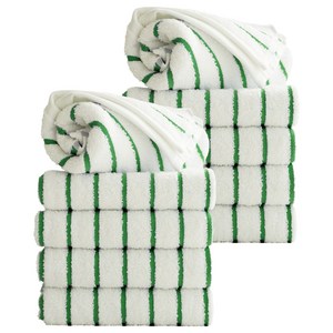 타월톡톡 시크라인 스트라이프 선염타월 190g 코마사, 그린, 10개