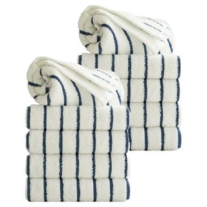 타월톡톡 시크라인 스트라이프 호텔 선염타월 190g 코마사, 네이비, 10개
