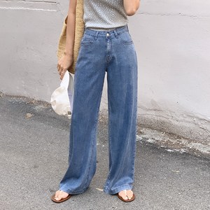 니썸 여성용 롱 텐셀 와이드 데님 팬츠