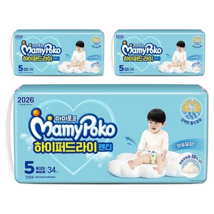 마미포코 2026 하이퍼드라이 팬티형 기저귀 특대형 남아용, 5단계, 102매