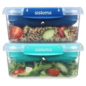Sistema 시스테마 To Go 모듈러 분리형 2단 런치박스 도시락통 밀폐용기 3개입 세트
