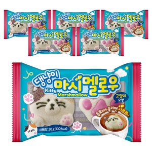 댕냥이 마시멜로우 고양이 모양, 30g, 6개