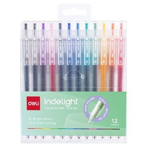 델리 인델라이트 젤펜12색 0.5mm, 비비드, 1세트