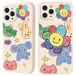 핫티몰 레인보우 플라워 스케치 아크릴 그립톡 set 휴대폰 케이스