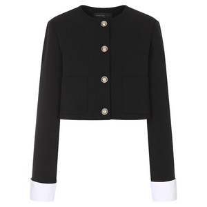 올리브데올리브 여성용 커프스 배색 크롭 자켓