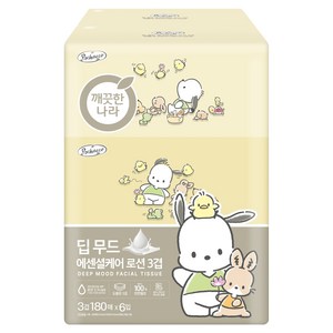 깨끗한나라 에센셜케어 로션 미용티슈 3겹, 180매, 6개