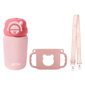 주니 2in1컵 240ml + 실리콘 컵홀더 + 스트랩 세트, 핑크, 1세트
