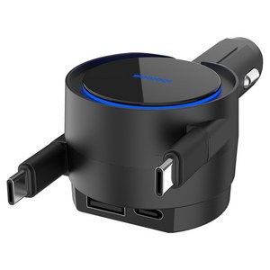 아이코모스 듀얼 릴타입 100W 차량용 초고속 충전기 C타입+C타입