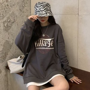 피어니스트 라운드 프린팅 박시 긴팔 맨투맨
