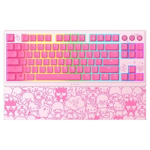 레이저 Ornata V3 TKL 헬로키티 에디션 로우 프로파일 RGB 메카 멤브레인 유선 텐키리스 키보드