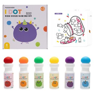 투코비 아이도트 워셔블 물감 마카, 6색, 1세트