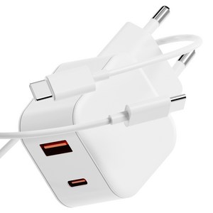 누아트 PD충전 25W 2포트 멀티 초고속 충전기 어댑터 + C to C 고속 충전케이블 1m 세트