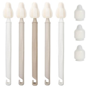 하이비 젖병 젖꼭지 세척 몽글이 롱 미니솔 5p + 먼지보호캡 3p 세트, 또똣베이지, 1세트