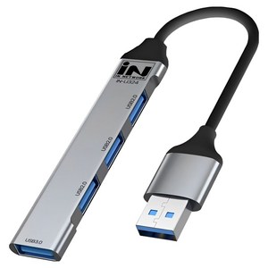 인네트워크 USB3.0 1포트 USB2.0 3포트 알루미늄 초슬림 USB 4포트 확장 허브 IN-U324