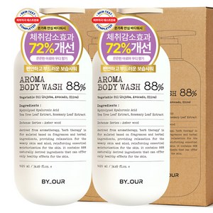 바이아우어 아로마 바디워시 앰버우드향, 1.02L, 2개