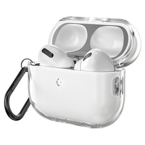 신지모루 변색방지 에어팟 프로 3세대 TPU 투명 케이스 + 철가루 방지 스티커 + 카라비너 세트