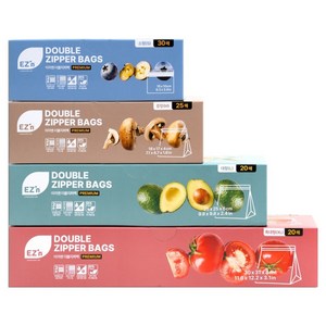 EZn이지엔 프리미엄 더블지퍼백 소형 30p + 중형 25p + 대형 20p + 특대형 20p 세트