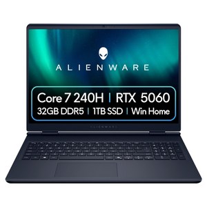 델 Alienware 인터스텔라 인디고 약 16인치에 해당함, 코어7, 1TB, 32GB, WIN11 Home, 없음