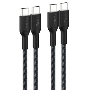 벨킨 C타입-C타입 240W 브레이디드 고속 충전 케이블 CAB025fq1MBK2PK