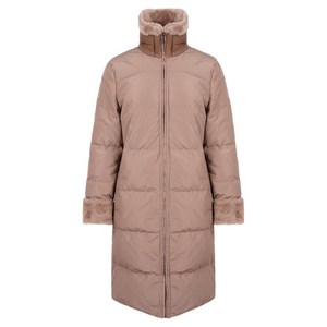 크로커다일 레이디 여성용 프리미엄 빅카라 보온 양털 구스다운 롱 점퍼 CLBWLP102