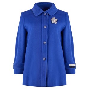 크로커다일 레이디 여성용 플라워 포인트 캐시미어 모 혼방 핸드메이드 보온 코트 CLBWCT105