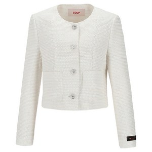 숲 여성용 라운드 트위드 슬림핏 재킷 SA9TJM1