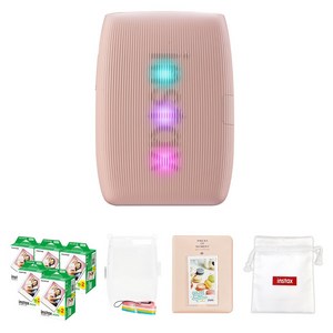 인스탁스 미니링크3 포토프린터 로즈핑크 + 케이스 투명 + 필름100p + 마카롱2단 앨범 + 로고파우치 세트