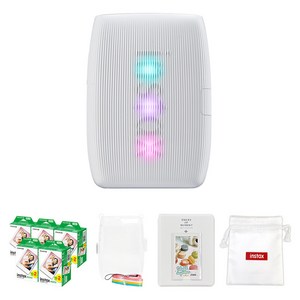 인스탁스 미니링크3 포토프린터 클레이 화이트 + 케이스 투명 + 필름 100p + 마카롱2단 앨범 + 로고파우치 세트