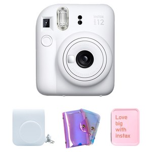 인스탁스 미니12 즉석카메라 클레이화이트 + 전용가방 + 홀로그램 1단앨범 랜덤발송 + 틴케이스 랜덤발송 세트