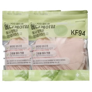 메디케이알 데일리핏 새부리형 황사 마스크 중형 KF94, 25개입, 미디피치, 2개