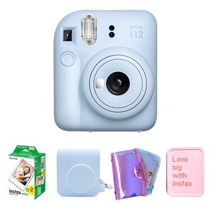 인스탁스 미니12 즉석카메라 파스텔블루 + 필름 20p + 전용가방 + 홀로그램 1단앨범 랜덤발송 + 틴케이스 랜덤발송 세트