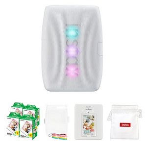 인스탁스 mini Link 3 포토프린터 클레이 화이트 + 투명 케이스 + 필름 80p + 마카롱 2단 앨범 랜덤발송 + 로고 파우치 랜덤발송 세트