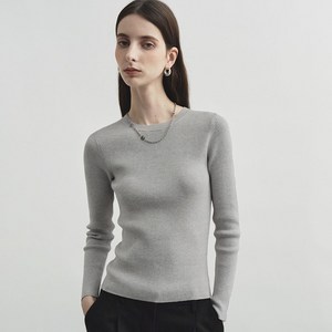 몽돌 여성용 라운드 넥 골지 니트 MDKT062