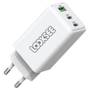 룩씨 65W GaN PD PPS 3포트 초고속 멀티 충전기 어댑터