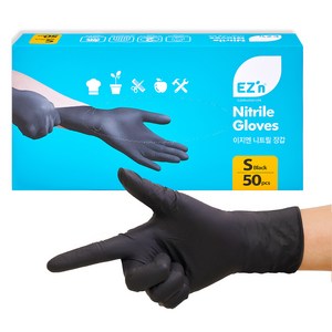 EZn이지엔 니트릴 장갑 50p, 블랙, 소(S), 1개