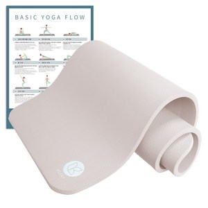 아리프 NBR 요가매트 20mm + 운동 가이드 포스터 세트, 라이트 베이지, 1830 x 610..., 1세트
