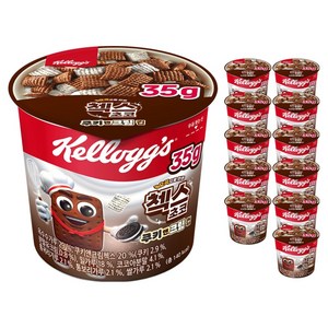 첵스초코 켈로그 쿠키앤크림 컵시리얼, 35g, 12개