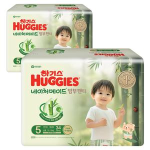 하기스 네이처메이드 밤부 팬티형 기저귀 남여공용 특대형, 5단계, 68매