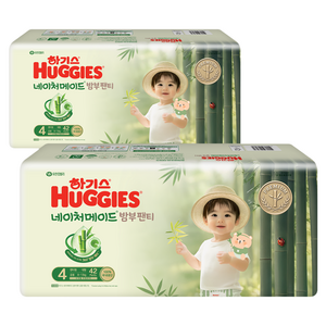 하기스 네이처메이드 밤부 팬티형 기저귀 남여공용 대형, 4단계, 84매