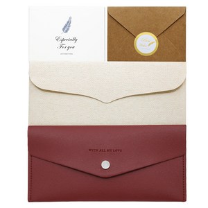 리드홈 안토니오 가죽 용돈지갑 + 메세지카드 + 용돈봉투 세트, 버건디, 1세트