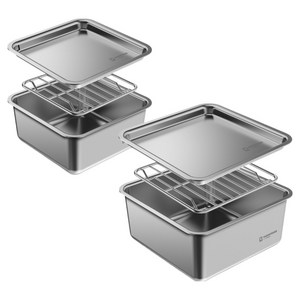 바겐슈타이거 콰트라트 무연마 스텐 캐니스터 + 랙 + 뚜껑 낮은형, 소(120 x 12..., 450ml + 75..., 1세트