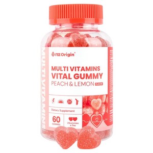 엔젯오리진 키즈 멀티 비타민 바이탈 구미 복숭아 레몬맛, 60정, 1개