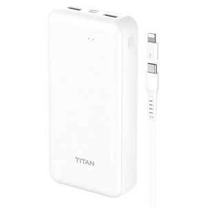 타이탄필름 듀얼 파워 보조배터리 20000mAh + C타입 케이블 + 8핀 젠더 세트