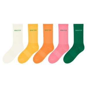 베네통 여성용 레터링 장목 양말 5종 세트