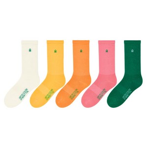 베네통 여성용 심볼 로고 장목 양말 5종 세트