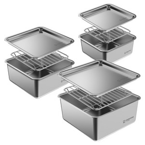 바겐슈타이거 콰트라트 무연마 스텐 캐니스터 + 랙 + 뚜껑 낮은형, 소(120x120x..., 450ml + 75..., 1세트