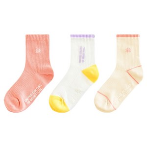 베네통키즈 아동용 멀티 디자인 중목 양말 3종 세트