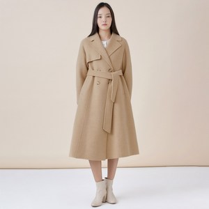 케네스레이디 옐로시 핸드메이드 울 트렌치 롱코트