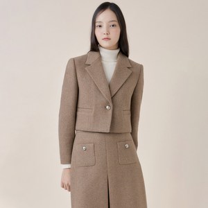 케네스레이디 여성용 얼리트윌 원버튼 크롭 수트 울자켓